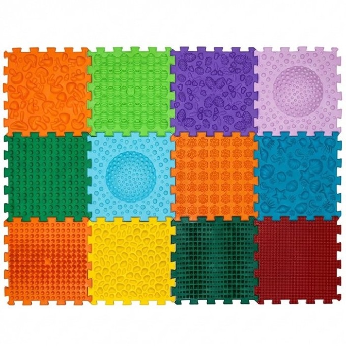 ORTEK Masážní a senzorická podložka pro děti, dospělé a psy Puzzle Mega Mix 12 prvků aktualizovaná