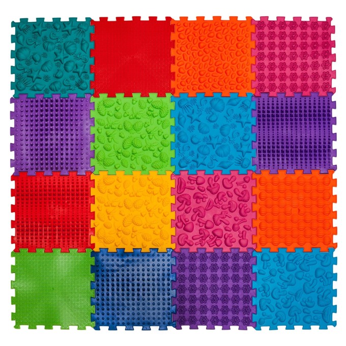 ORTEK Masážní a senzorická podložka pro děti, dospělé a psy Puzzle Mega Mix 16 prvků