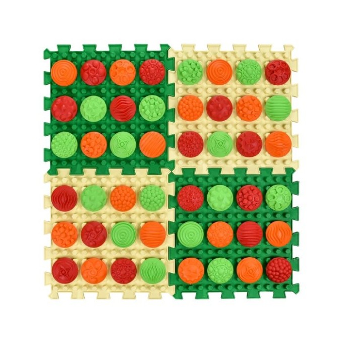 ORTEK Masážní a senzorická podložka pro děti a dospělé Puzzle Mix 4 prvky + 4 sady modulů Vzory