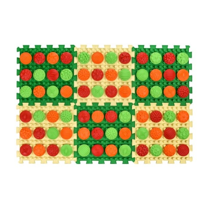 ORTEK Masážní a senzorická podložka pro děti a dospělé Puzzle Mix 6 prvků + 6 sad modulů Vzory