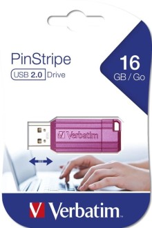 16GB USB Flash 2.0 PIN STRIPE Store'n'Go růžový Verbatim P-blist