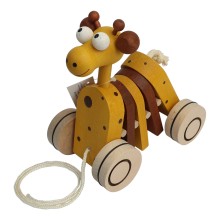 Dřevěná tahací hračka - Žirafa klapací