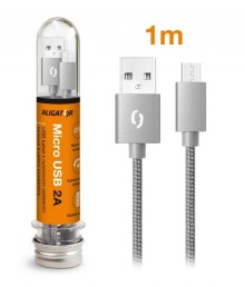 Datový kabel ALIGATOR TUBA 2A, Micro USB šedý