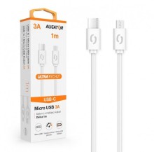 Datový kabel ALIGATOR POWER 3A, USB-C/micro USB 1m bílý