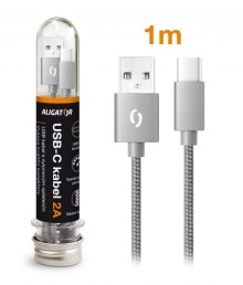 Datový kabel ALIGATOR TUBA 2A, USB-C šedý