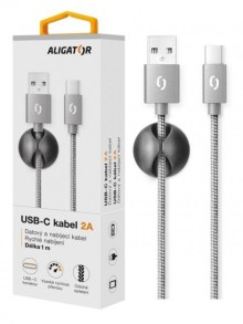 Datový kabel ALIGATOR PREMIUM 2A, USB-C šedý