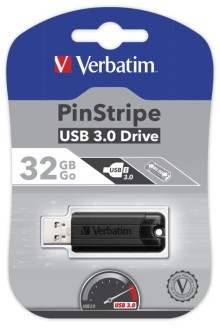 32GB USB Flash 3.0  PinStripe černý Verbatim P-blist