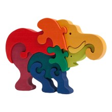 Fauna Dřevěné vkládací puzzle z masivu sloni