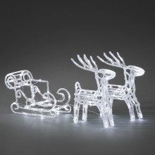 Sáně s jeleny 6192-203, 84+12 flash bílých LED, 42 x 70 cm