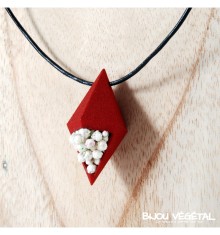Živé šperky - Náhrdelník Diamant červený s trvalými bílými květy