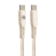 Tellur GREEN ECO, USB-C kabel na USB-C, 3A, PD60W, 1m, Nylon, krémový