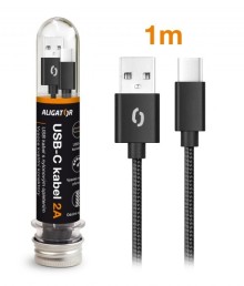 Datový kabel ALIGATOR TUBA 2A, USB-C černý