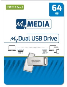 64GB USB Flash 3.2 MyDual stříbrný, USB-C/USB-A, MyMedia