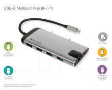 Verbatim USB-C dokovací stanice na USB-C 3.1, 3x USB-A 3.0, HDMI, Gigabit Ethernet, SD/microSD