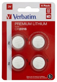 Lithiové CR2016 3V baterie PREMIUM 4ks/pack Verbatim