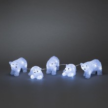 Lední medvědi 6292-203, 5 kusů, 40 bílých LED, výška 9 cm