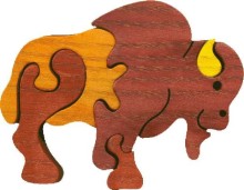 Fauna Dřevěné vkládací puzzle z masivu malý bizon