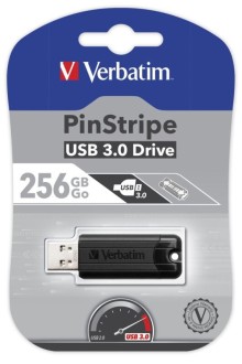 256GB USB Flash 3.0  PinStripe černý Verbatim P-blist
