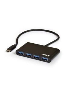 PORT CONNECT USB-C HUB, 4x USB 3.0, černý
