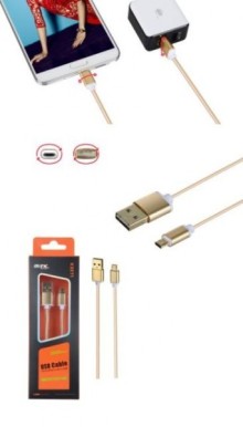 Datový a nabíjecí kabel PLUS, Micro USB, oboustranný, (K3371), zlatý