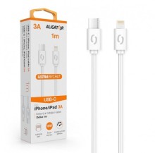 Datový kabel ALIGATOR POWER 3A, USB-C/Lightning, 1m bílý