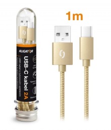 Datový kabel ALIGATOR TUBA 2A, USB-C zlatý