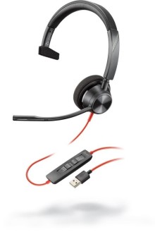 Poly BLACKWIRE 3310, náhlavní souprava na jedno ucho se sponou, C3310, USB-A konektor