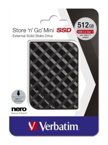 Verbatim SSD 512GB GEN2 USB 3.2 gen 1 Store ‘n’ Go mini, externí, černý