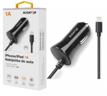 Nabíječka do auta ALIGATOR pro iPhone, 1A, Turbo charge, černá