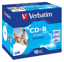 CD-R Verbatim DLP 700MB (80min) 52x Printable jewel box, 10ks/pack
