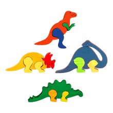 Fauna Dřevěné vkládací puzzle z masivu sada dinosauři 4 ks