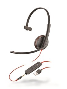Plantronics BLACKWIRE 3215, náhlavní souprava na jedno ucho se sponou, C3215, USB-A a 3,5mm konektor
