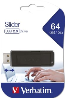64GB USB Flash 2.0 SLIDER Store'n'Go černý Verbatim P-blist