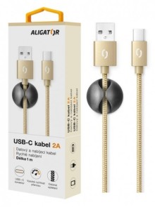 Datový kabel ALIGATOR PREMIUM 2A, USB-C zlatý