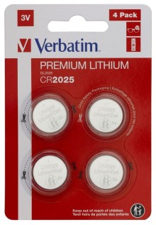 Lithiové CR2025 3V baterie PREMIUM 4ks/pack Verbatim