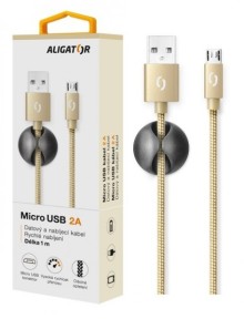 Datový kabel ALIGATOR PREMIUM 2A, Micro USB zlatý