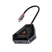 White Shark USB-C HUB HEXAGON, 6v1, černostříbrný