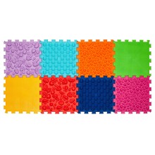 ORTEK Masážní a senzorická podložka pro děti, dospělé a psy Puzzle Mix 8 prvků měkká