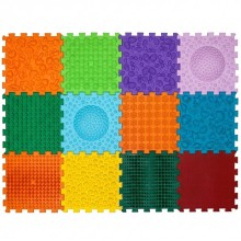 ORTEK Masážní a senzorická podložka pro děti, dospělé a psy Puzzle Mega Mix 12 prvků aktualizovaná