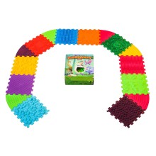 ORTEK Masážní a senzorická podložka pro děti, dospělé a psy Dinosauři Puzzle 10 prvků + 6 trojúhelní
