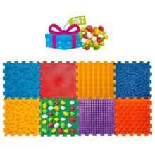 ORTEK Masážní a senzorická podložka pro děti a dospělé Puzzle Mix 8 prvků + modul Kameny