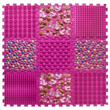 ORTEK Masážní a senzorická podložka pro děti, dospělé a psy Puzzle Mix 9 prvků růžová