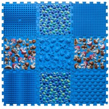 ORTEK Masážní a senzorická podložka pro děti, dospělé a psy Puzzle Mix 9 prvků modrá