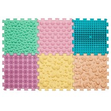 ORTEK Masážní a senzorická podložka pro děti, dospělé a psy Puzzle Mix Pastel 6 prvků