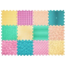 ORTEK Masážní a senzorická podložka pro děti, dospělé a psy Puzzle Mix Pastel 12 prvků