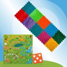 ORTEK Masážní a senzorická podložka pro děti a dospělé Puzzle Mix 10 prvků + hra Lesní dobrodružství