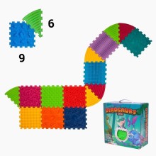 ORTEK Masážní a senzorická podložka pro děti, dospělé a psy Dinosauři Puzzle 9 prvků + 6 trojúhelník