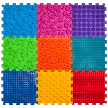 ORTEK Masážní a senzorická podložka pro děti, dospělé a psy Puzzle Mix 9 prvků