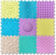 ORTEK Masážní a senzorická podložka pro děti, dospělé a psy Puzzle Mix Pastel 9 prvků
